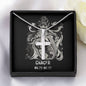 Zodiac Sign Cards Artisan Crafted Stainless Steel Cross Pendant Snake Chain Necklace with Luxury Mahogany Box w/LED