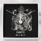 Zodiac Sign Cards Alluring Ribbon Drop Pendant Cable Chain Necklace with Luxury Mahogany Box w/LED