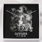 Zodiac Sign Cards Alluring Ribbon Drop Pendant Cable Chain Necklace with Luxury Mahogany Box w/LED