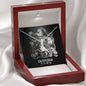 Zodiac Sign Cards Alluring Ribbon Drop Pendant Cable Chain Necklace with Luxury Mahogany Box w/LED