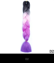 Load image into Gallery viewer, Ombre Jumbo Braid 24 Inches Synthetic Braiding Hair Extension For Women DIY Hair Braids Pink Purple Yellow Gray 1