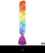 Load image into Gallery viewer, Ombre Jumbo Braid 24 Inches Synthetic Braiding Hair Extension For Women DIY Hair Braids Pink Purple Yellow Gray Multi Colors 3