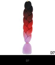 Load image into Gallery viewer, Ombre Jumbo Braid 24 Inches Synthetic Braiding Hair Extension For Women DIY Hair Braids Pink Purple Yellow Gray 1
