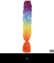 Load image into Gallery viewer, Ombre Jumbo Braid 24 Inches Synthetic Braiding Hair Extension For Women DIY Hair Braids Pink Purple Yellow Gray 1