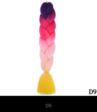 Load image into Gallery viewer, Ombre Jumbo Braid 24 Inches Synthetic Hair Extensions For Women DIY Hair Braids Pink Purple Yellow Gray Multi Colors 2
