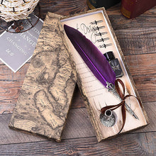 Load image into Gallery viewer, English Feather Pen 6 Colors Calligraphy Retro Quill Pen Set