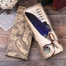 Load image into Gallery viewer, English Feather Pen 6 Colors Calligraphy Retro Quill Pen Set
