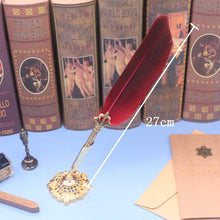 Load image into Gallery viewer, Natural Goose Feather Calligraphy Pen + Ink + Wax Seal + Holder + 5 Tips Set