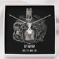 Zodiac Sign Cards Alluring Ribbon Drop Pendant Cable Chain Necklace with Luxury Mahogany Box w/LED