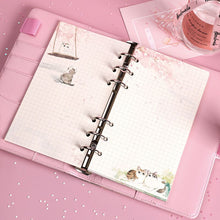 Load image into Gallery viewer, A6 Refill Pages 80 Sheets Kawaii Sakura And Cat A6 Loose Leaf Notebook Refill 6 Ring Spiral Binder Inner Pages Line Grid Blank Dot