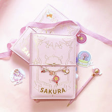 Load image into Gallery viewer, Beautiful Japanese Pink Sakura Loose-leaf Diary Deluxe Set Notebook Kawaii Travel Journal Handbook Spiral A6 Daily Planner Organizer Bullet Pink Journal