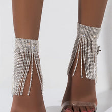 Load image into Gallery viewer, Ankle Adoration 1 piece of Fashionable Rhinestone Foot Chain Shining Crystal Tassel Ankle Charm High Heels Accessories Black Gold Silver