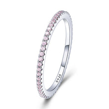 Load image into Gallery viewer, BAMOER 925 Sterling Silver CZ Simulated Diamond Stackable Rings Black White Gold Pink Rainbow Rose Gold Bands for Women