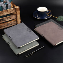 Load image into Gallery viewer, A5 Soft Suede Leather Hardcover Agenda Organizer Hardcover Notebook Office  School Supply PU Leather Notebook Optional Notebook Stand Notepad Diary Business Journal Planner