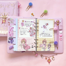 Load image into Gallery viewer, Beautiful Japanese Pink Sakura Loose-leaf Diary Deluxe Set Notebook Kawaii Travel Journal Handbook Spiral A6 Daily Planner Organizer Bullet Pink Journal