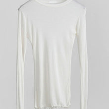 Load image into Gallery viewer, High Quality Plain Long Sleeve Round Neck Shirt Women Cotton Elastic Basic Shirts Female Casual Tops Long Sleeve Sexy Light Weight Shirt See Through Black White Gray and Claret