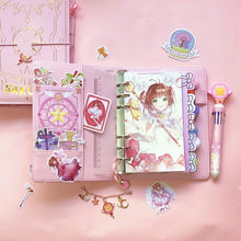 Load image into Gallery viewer, Beautiful Japanese Pink Sakura Loose-leaf Diary Deluxe Set Notebook Kawaii Travel Journal Handbook Spiral A6 Daily Planner Organizer Bullet Pink Journal