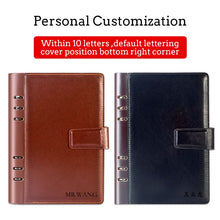 Load image into Gallery viewer, A5 A6 Business Black or Brown Leather Company Notebook Office Supplies 6 Ring Binder Journals Planner