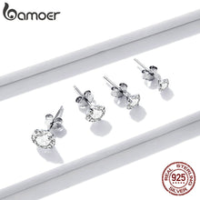Load image into Gallery viewer, Bamoer Cubic Zirconia Stud Earrings 925 Sterling Silver Platinum Plated Hypoallergenic Earrings Gold Black Silver Rose Gold 4mm 5mm 6mm 7mm