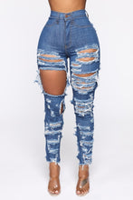 Load image into Gallery viewer, New Fashion Woman Ripped Jeans High Waist Stretch Denim Pencil Pants Street Trendy Slim Jeans XS-XL