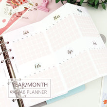 Load image into Gallery viewer, A5 A6 A7 Fantasy Tri Fold Yearly Monthly Planner Refills Three Fold Refills for 6 Ring Binder Organizer Notebook N.710