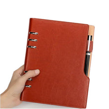 Load image into Gallery viewer, A5 or A6 Leather Cover Notebook 6 Ring Mini Binder Index with Pen Holder Filler Diary Agenda Planner Accessories Journal