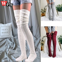 Load image into Gallery viewer, Harajuku Girls Beautiful Knit Wool Stockings Winter Warm Braid Knitted Over Women's Knee High Socks Leg Warmer Female Thigh Sexy Long Stockings Leg Warmers