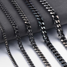 Load image into Gallery viewer, Hot Selling Men Black Stainless Steel Cuban Link Chain Necklace Jewelry Variety of Width and Length