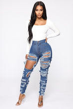 Load image into Gallery viewer, New Fashion Woman Ripped Jeans High Waist Stretch Denim Pencil Pants Street Trendy Slim Jeans XS-XL