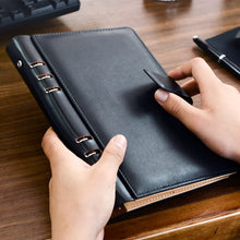 Load image into Gallery viewer, A5 A6 Business Black or Brown Leather Company Notebook Office Supplies 6 Ring Binder Journals Planner
