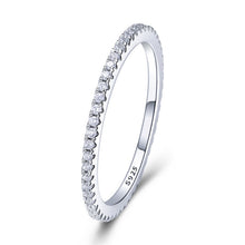 Load image into Gallery viewer, BAMOER 925 Sterling Silver CZ Simulated Diamond Stackable Rings Black White Gold Pink Rainbow Rose Gold Bands for Women