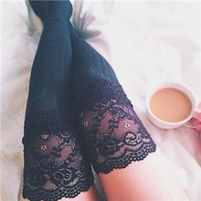 Load image into Gallery viewer, Crochet Knitted Stockings with Lace Trim Legging Long Socks