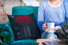 Load image into Gallery viewer, Unique Faux Suede Throw Pillow Black Lady Rain, Pillow Included, Beautiful Decorative Faux Suede Cushions, Unique Luxury Cushions, 4 Sizes