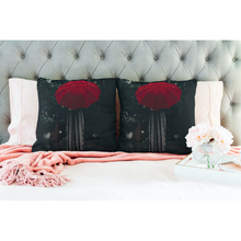 Load image into Gallery viewer, Unique Faux Suede Throw Pillow Black Lady Rain, Pillow Included, Beautiful Decorative Faux Suede Cushions, Unique Luxury Cushions, 4 Sizes
