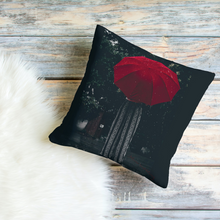 Load image into Gallery viewer, Unique Faux Suede Throw Pillow Black Lady Rain, Pillow Included, Beautiful Decorative Faux Suede Cushions, Unique Luxury Cushions, 4 Sizes