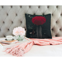 Load image into Gallery viewer, Unique Faux Suede Throw Pillow Black Lady Rain, Pillow Included, Beautiful Decorative Faux Suede Cushions, Unique Luxury Cushions, 4 Sizes