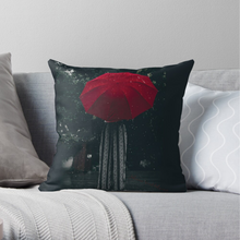 Load image into Gallery viewer, Unique Faux Suede Throw Pillow Black Lady Rain, Pillow Included, Beautiful Decorative Faux Suede Cushions, Unique Luxury Cushions, 4 Sizes