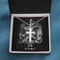 Zodiac Sign Cards Artisan Crafted Stainless Cross Ball Chain Necklace with Luxury Mahogany Box w/LED