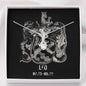 Zodiac Sign Cards Alluring Ribbon Drop Pendant Cable Chain Necklace with Luxury Mahogany Box w/LED