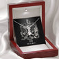 Zodiac Sign Cards Alluring Ribbon Drop Pendant Cable Chain Necklace with Luxury Mahogany Box w/LED