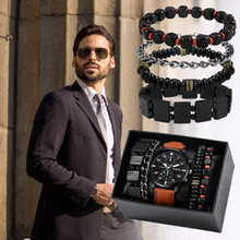 Load image into Gallery viewer, Luxury Quartz Watch and Bracelets Set Leather or Stainless Steel Wristbands Color Choices