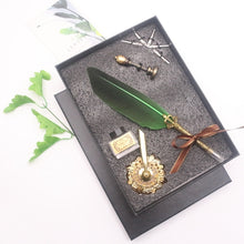 Load image into Gallery viewer, Natural Goose Feather Calligraphy Pen + Ink + Wax Seal + Holder + 5 Tips Set