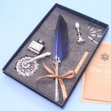 Load image into Gallery viewer, Natural Goose Feather Calligraphy Pen + Ink + Wax Seal + Holder + 5 Tips Set