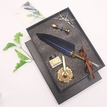 Load image into Gallery viewer, Natural Goose Feather Calligraphy Pen + Ink + Wax Seal + Holder + 5 Tips Set