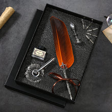 Load image into Gallery viewer, Natural Goose Feather Calligraphy Pen + Ink + Wax Seal + Holder + 5 Tips Set