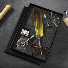 Load image into Gallery viewer, Natural Goose Feather Calligraphy Pen + Ink + Wax Seal + Holder + 5 Tips Set