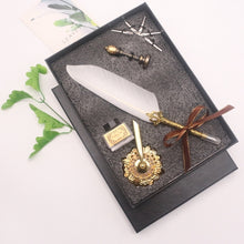 Load image into Gallery viewer, Natural Goose Feather Calligraphy Pen + Ink + Wax Seal + Holder + 5 Tips Set