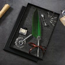 Load image into Gallery viewer, Natural Goose Feather Calligraphy Pen + Ink + Wax Seal + Holder + 5 Tips Set