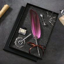 Load image into Gallery viewer, Natural Goose Feather Calligraphy Pen + Ink + Wax Seal + Holder + 5 Tips Set