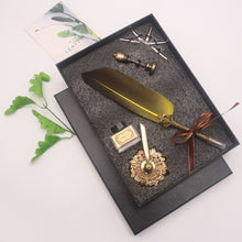 Load image into Gallery viewer, Natural Goose Feather Calligraphy Pen + Ink + Wax Seal + Holder + 5 Tips Set